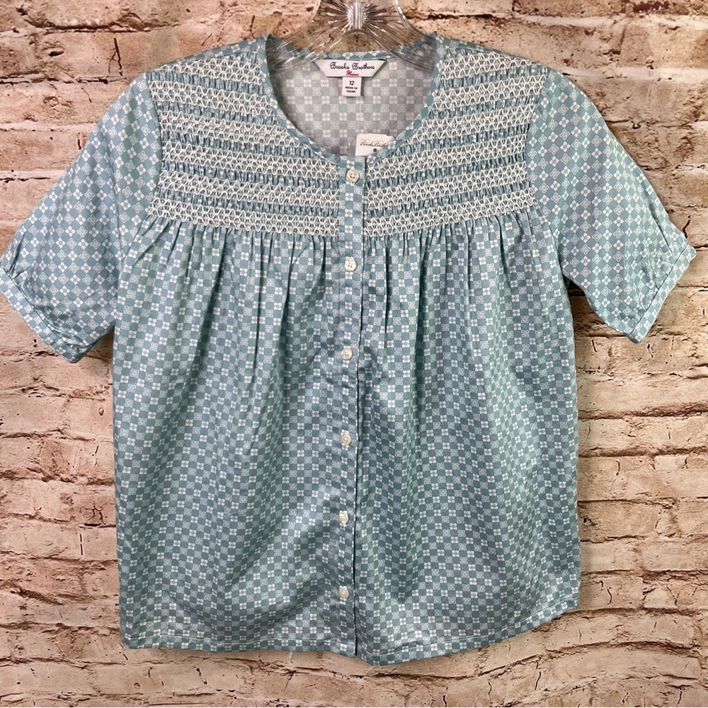 New Brooks Brothers Smocked Shirt Girls 12